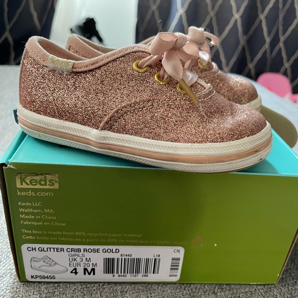 Kate Spade Rose gold Baby Shoes Size 4